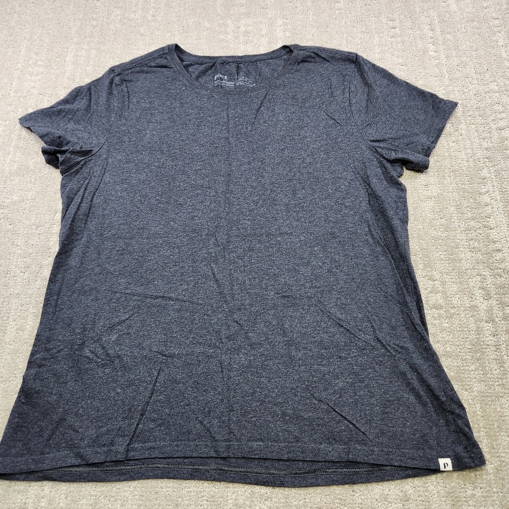 Pact Clothing Shirt Women Large Logo Organic Cotton Crewneck Gray Natural Fiber